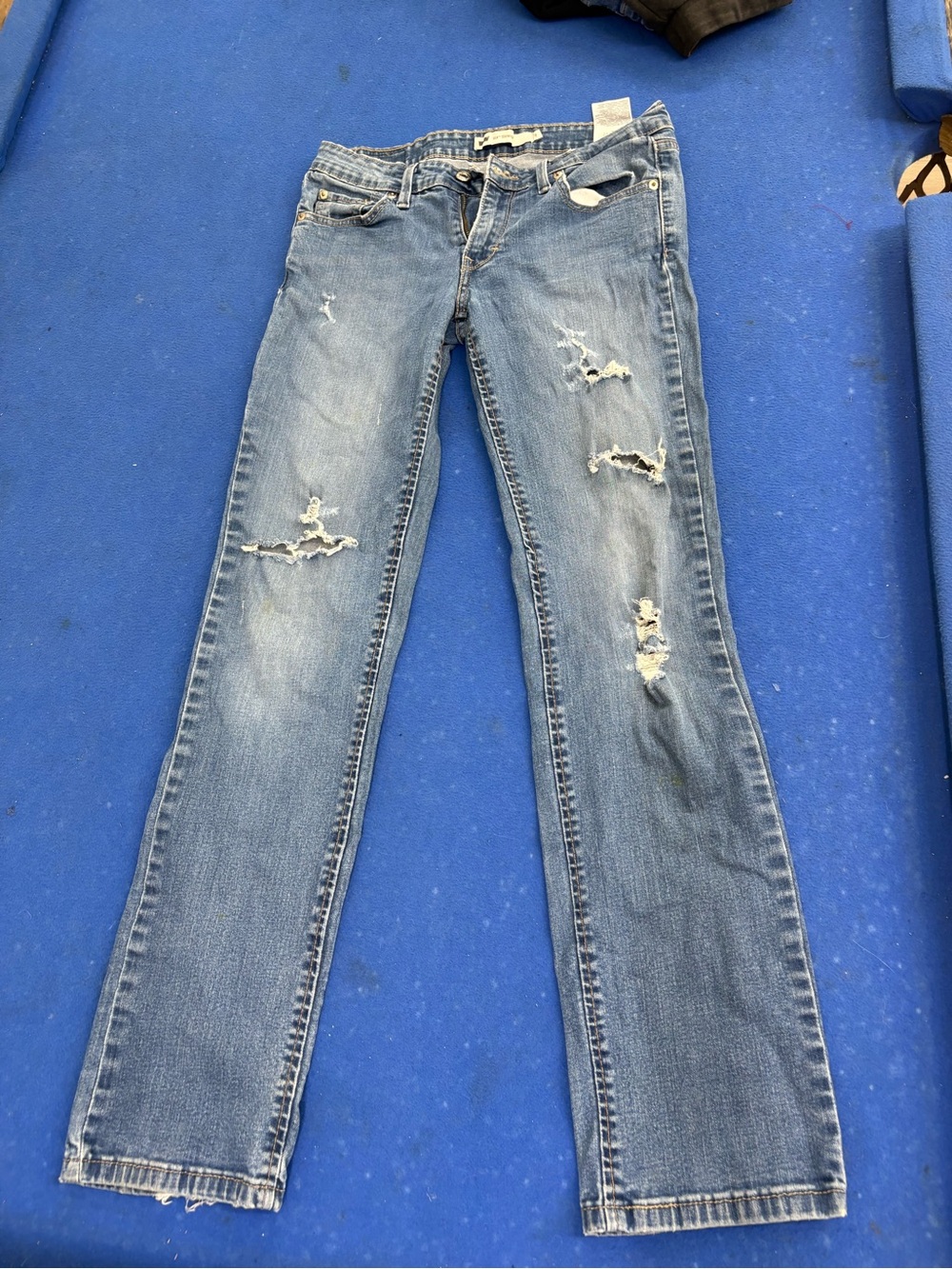 Levi's Light Blue Distressed Straight-Leg Jeans